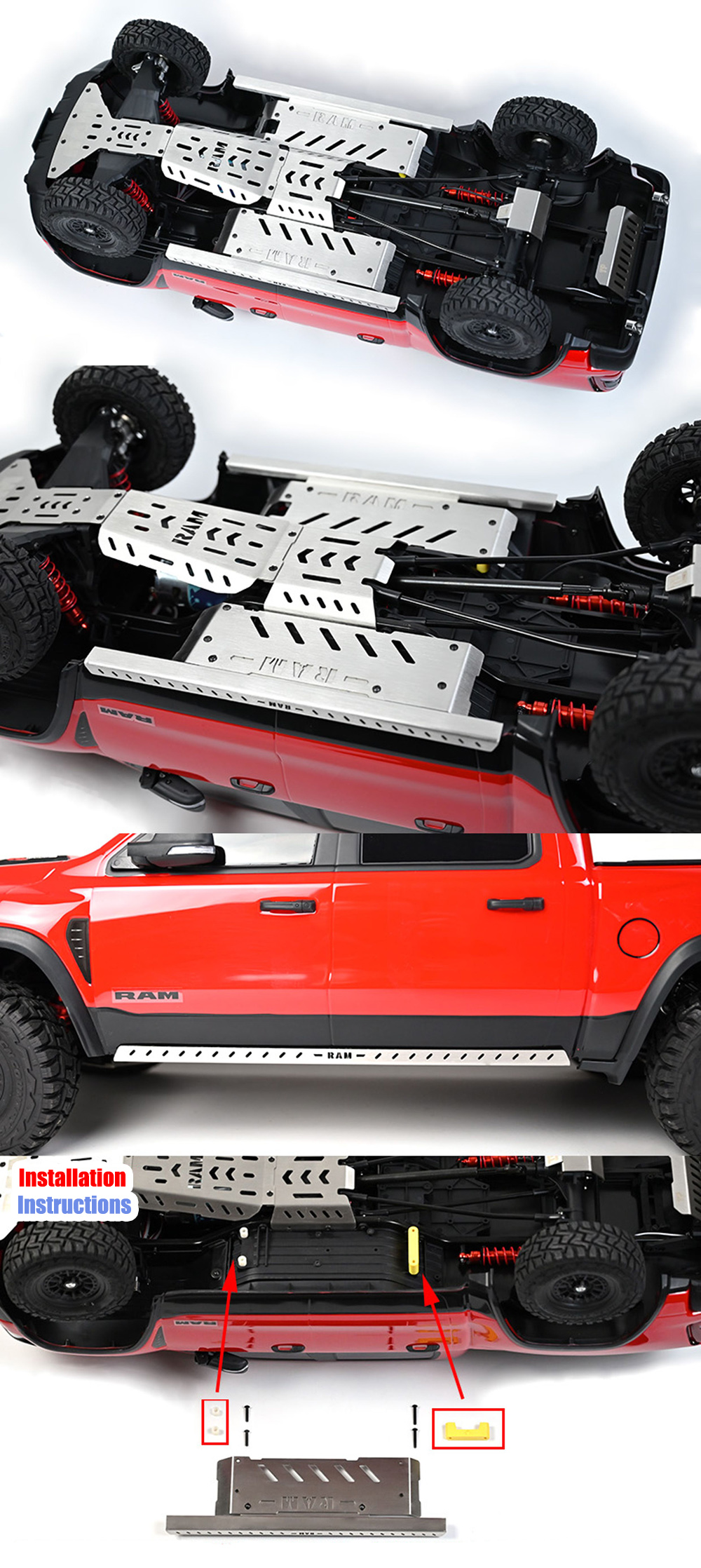 Tractionhobby ram 1500 parts Side Skid Plate Side Step 2