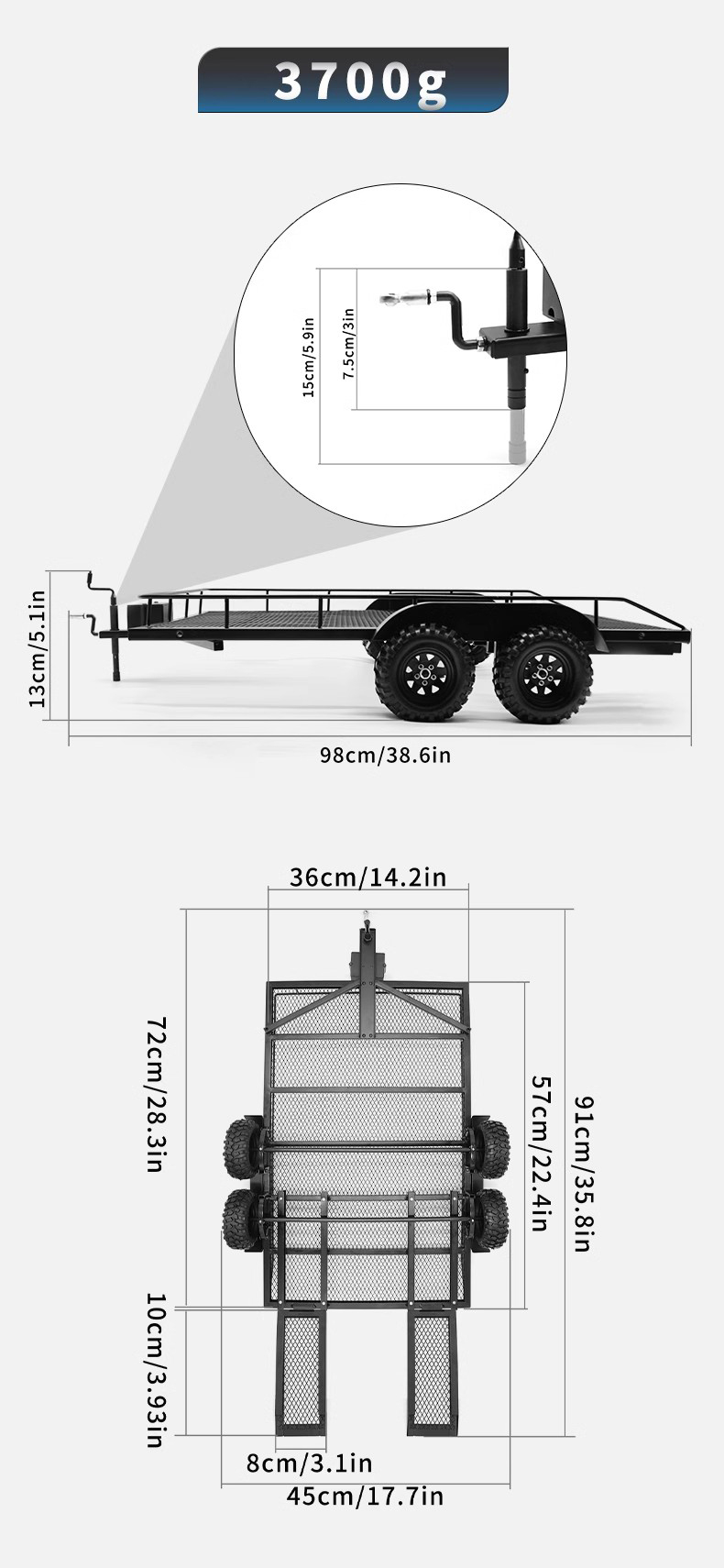 TRACTION HOBBY Tank 300 Metal trailer 3